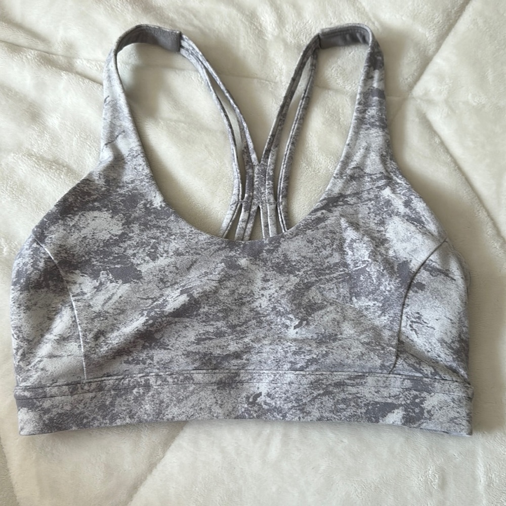 Grey and white lululemon bra